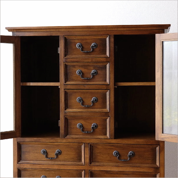 キャビネット ガラス 収納棚 アンティーク 家具 サイドボード オーク