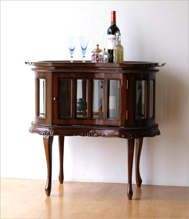 ショーケース マホガニー無垢材 おしゃれ コンソール型ショーケース