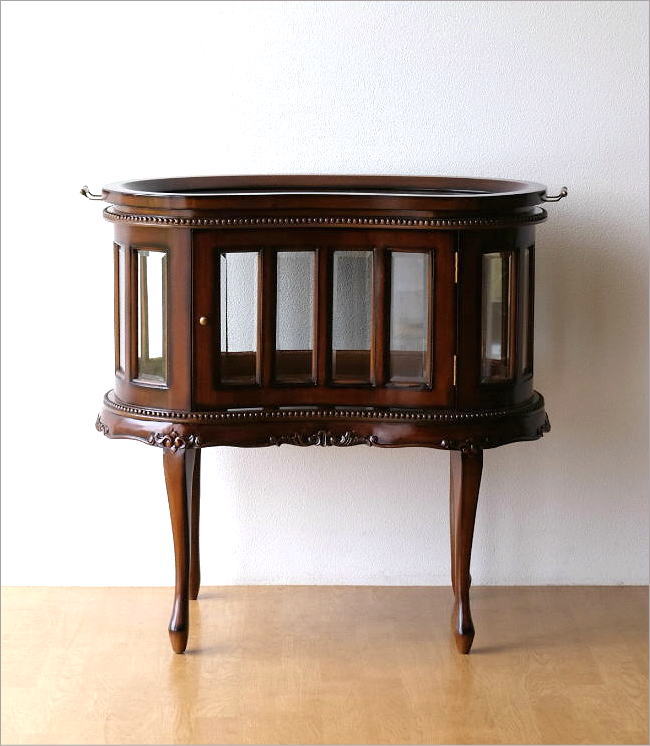【マホガニー家具】　ショーケース ショーケース マホガニー無垢材 おしゃれ コンソール型ショーケース