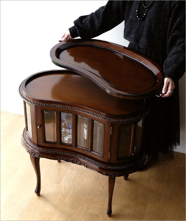 ショーケース マホガニー無垢材 おしゃれ コンソール型ショーケース