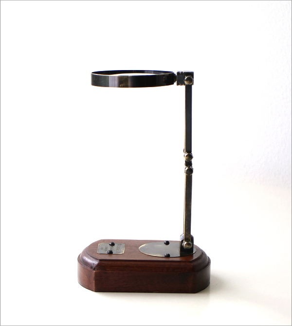 拡大鏡 スタンドルーペ 真鍮 木製 ルーペ スタンド 卓上 置き型