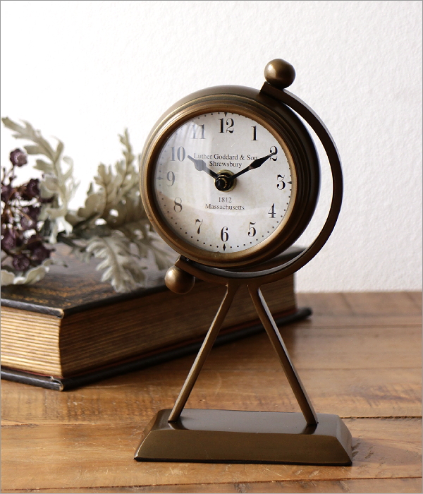 I468\" 動作品 アンティーク 置き時計 真鍮 クラシック I468 動作品 アンティーク 置き時計 真鍮 クラシック