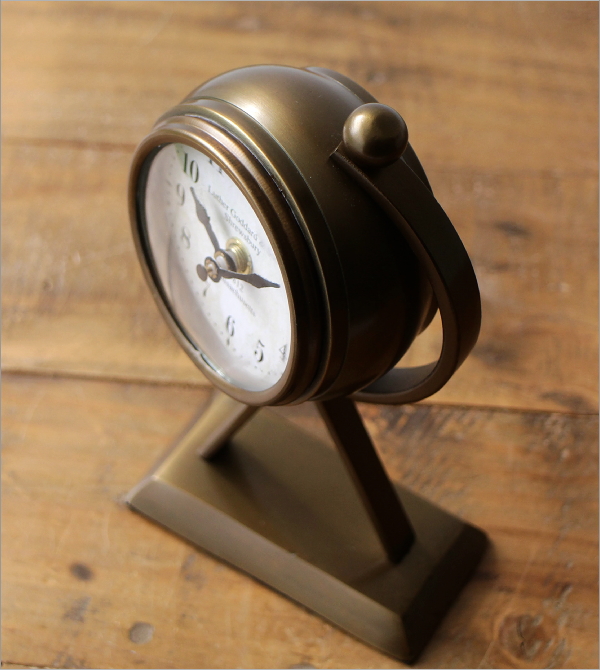 置き時計 置時計 アンティーク おしゃれ アナログ 小さい 真鍮 360度