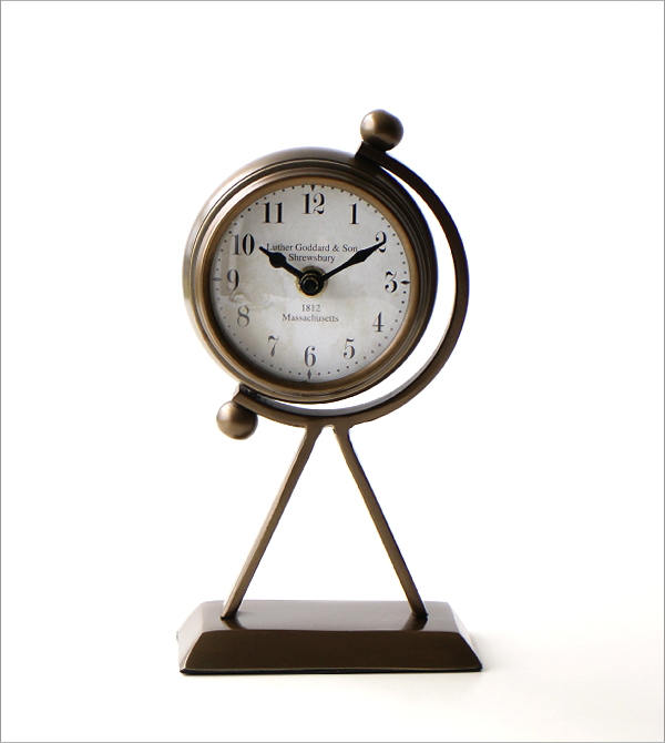 置き時計 置時計 アンティーク おしゃれ アナログ 小さい 真鍮 360度