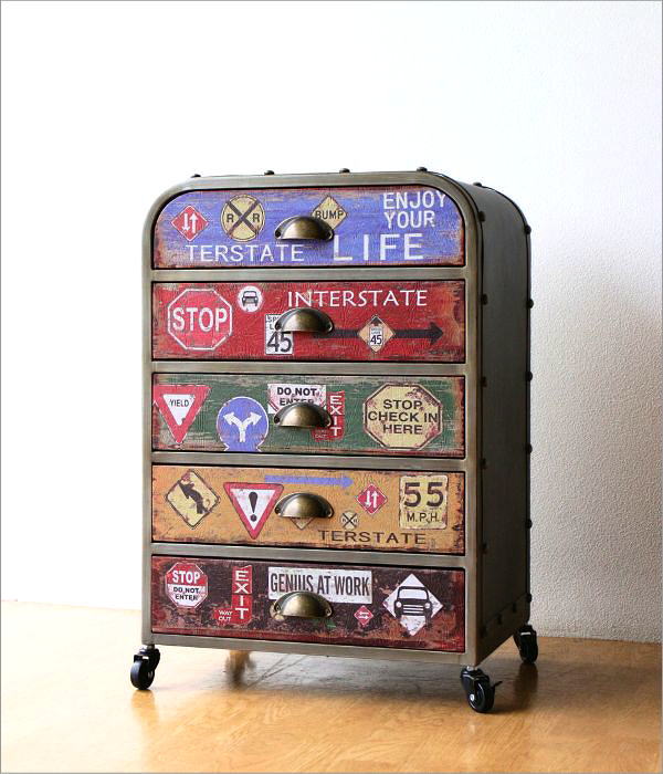 チェスト アメリカン アイアン おしゃれ レトロ ナイトテーブル