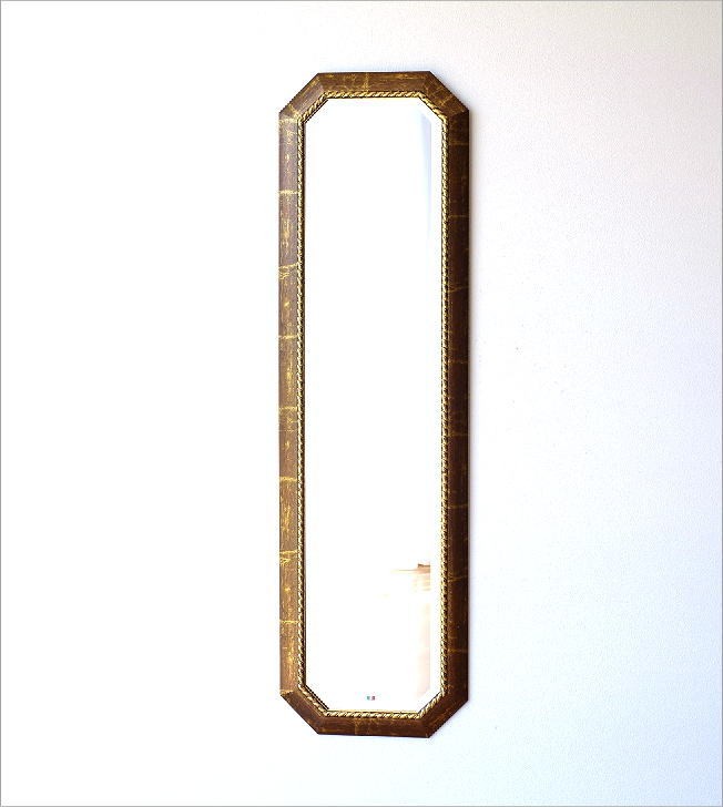 姿見 アンティーク ミラー 全身鏡 壁掛け ウォールミラー 面取り