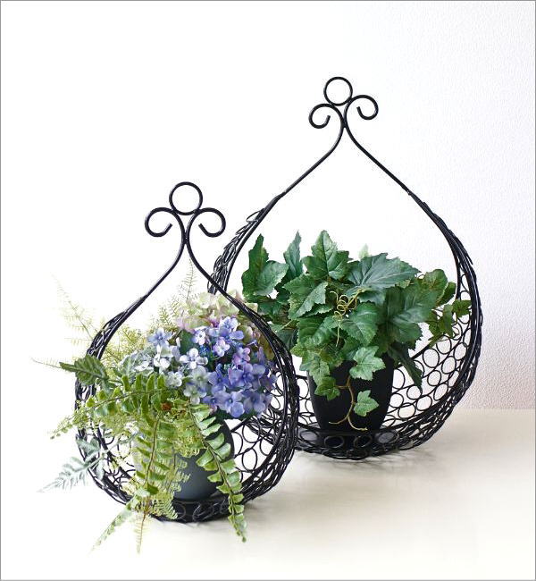 かご カゴ バスケット 収納 アイアン 小物入れ 花鉢 卓上 吊り下げ