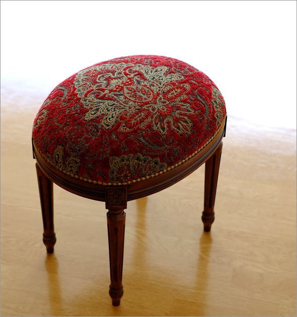 スツール　オシャレ　エレガント スツール アンティーク クラシック おしゃれ 椅子 いす 布張り 木製