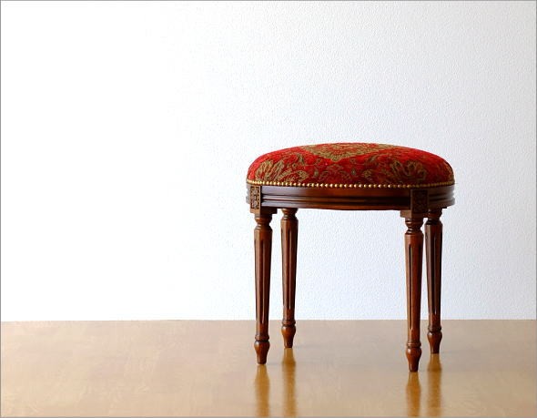 スツール アンティーク クラシック おしゃれ 椅子 いす 布張り 木製