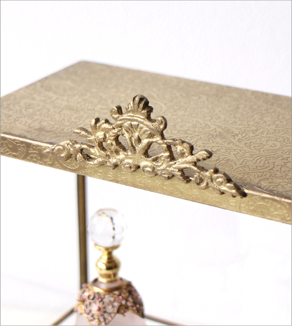 ショーケース 卓上 アンティーク ゴールド ガラス 透明 小物入れ 2段