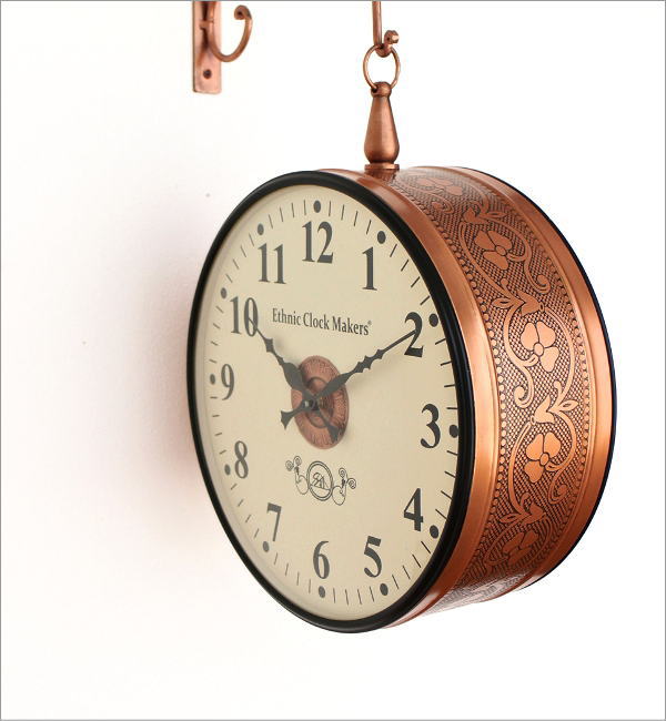 壁掛け時計 アンティーク レトロ おしゃれ 両面 掛け時計 見やすい