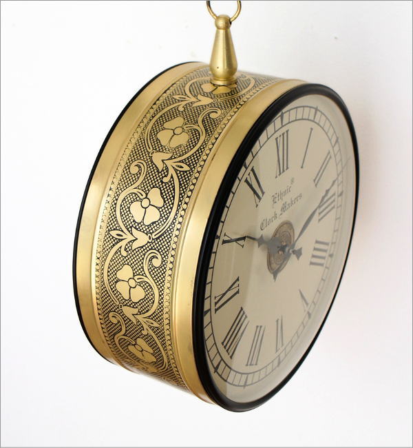 壁掛け時計 アンティーク レトロ おしゃれ 両面 掛け時計 ローマ数字