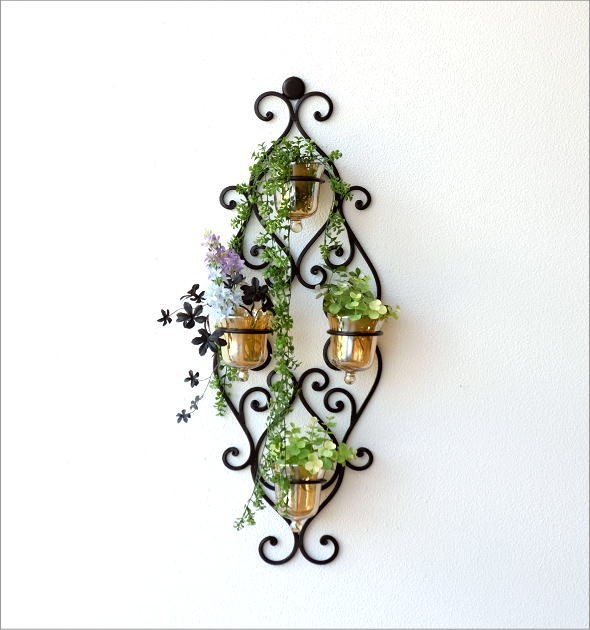 花瓶 花びん 壁掛け フラワーベース ガラス アイアン おしゃれ