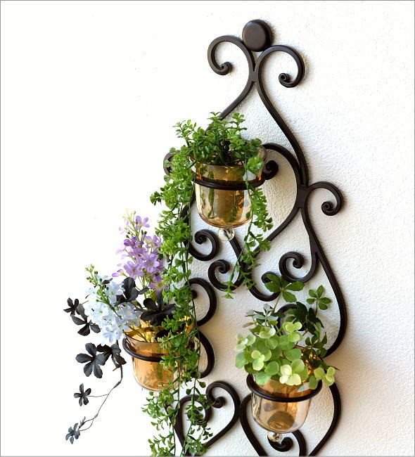 花瓶 花びん 壁掛け フラワーベース ガラス アイアン おしゃれ