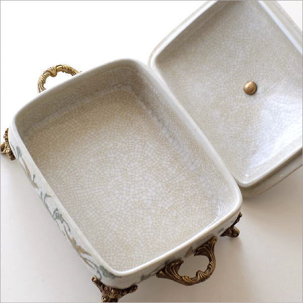 陶器 小物入れ おしゃれ シンプル 真鍮 蓋付き ボックス アンティーク