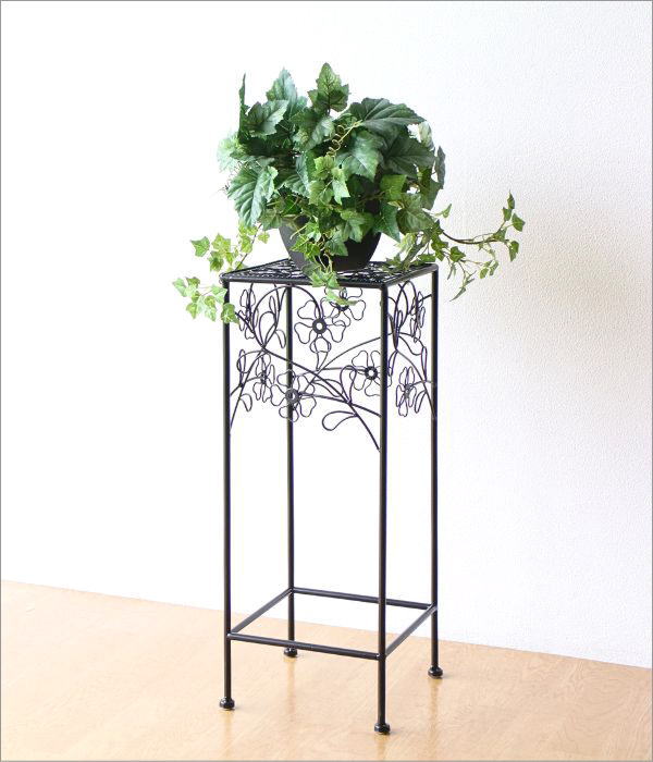 ヴィンテージ風アイアンスタンド　 花台 輸入家具 アイアンスタンドトレイ大 H22cm 花台 フラワー