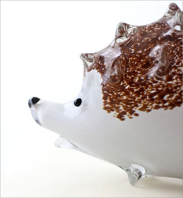 ハリネズミ 置物 オブジェ おしゃれ ガラス かわいい 手のひらサイズ