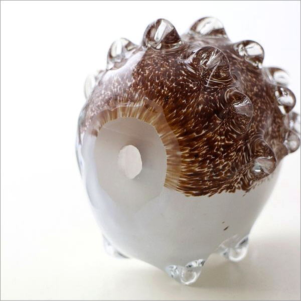 ハリネズミ 置物 オブジェ おしゃれ ガラス かわいい 手のひらサイズ