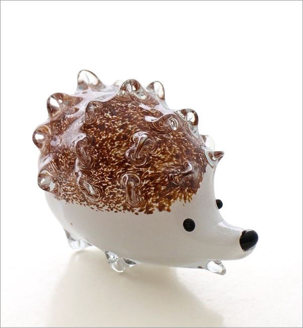 ハリネズミ 置物 オブジェ おしゃれ ガラス かわいい 手のひらサイズ