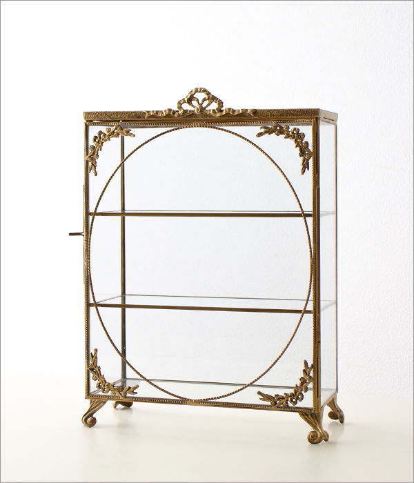 ガラスケース 真鍮 ショーケース アンティーク ゴールド 扉付き