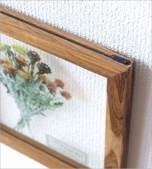 ウォールアートパネル 花 ガラス 壁掛け インテリア 木製 額縁 壁飾り