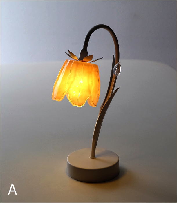 テーブルランプ 卓上ランプ チューリップ 花型 ガラスシェード LED