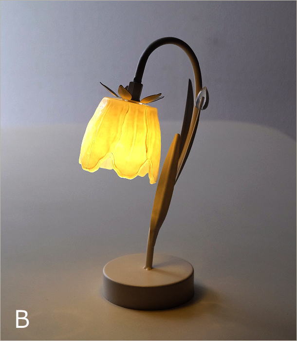 テーブルランプ 卓上ランプ チューリップ 花型 ガラスシェード LED
