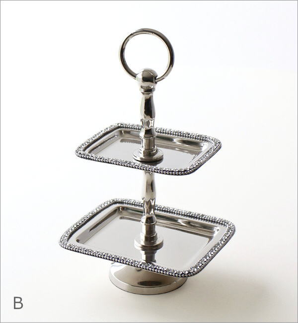 アクセサリートレイ 2段 シルバー アンティーク エレガント クラシック