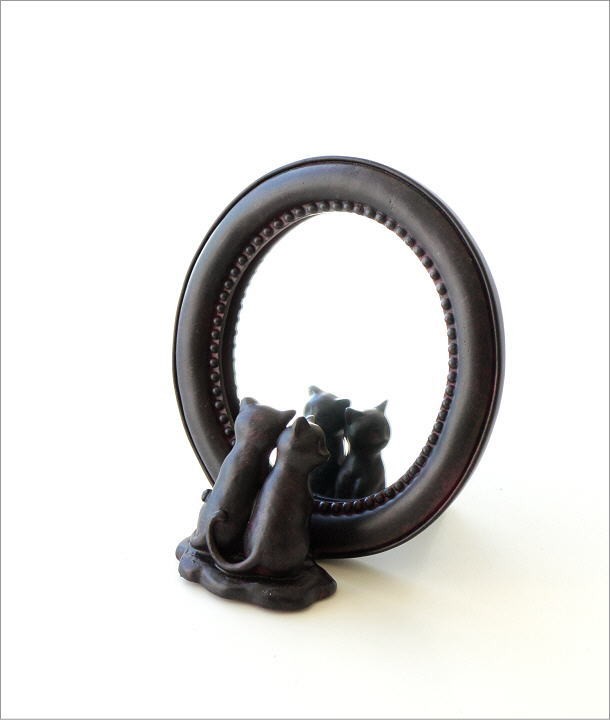 鏡 卓上ミラー 猫 ネコ ねこ 雑貨 置物 置き物 オブジェ グおしゃれ