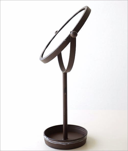 鏡 ミラー おしゃれ アイアン 卓上ミラー スタンドミラー トレイ付き