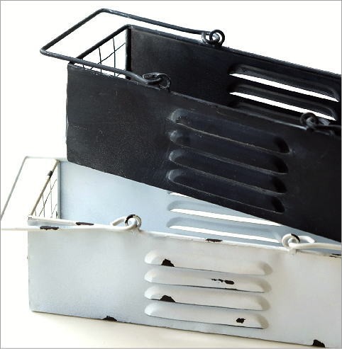 バスケット かご 小物入れ スチール シャビー アンティーク風 フラワー