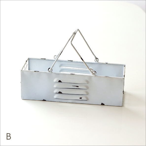 バスケット かご 小物入れ スチール シャビー アンティーク風 フラワー