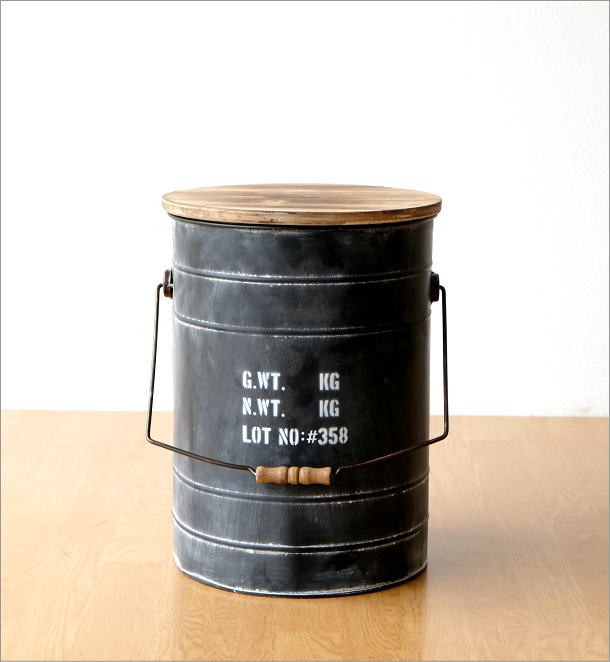 スツール 収納 おしゃれ アイアン 木製 ボックススツール ドラム缶