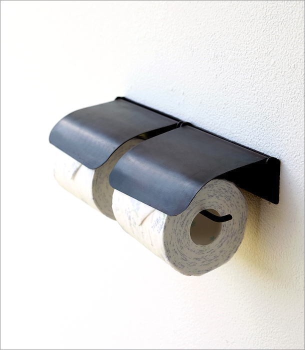 トイレットペーパーホルダー 2連 ダブル おしゃれ アイアン