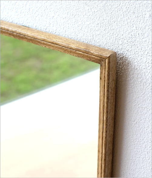 鏡 壁掛けミラー おしゃれ ウォールミラー 木製 天然木 四角 正方形 