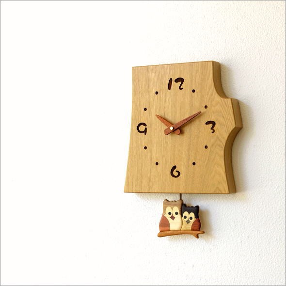 木の振り子時計 フクロウNA(1)