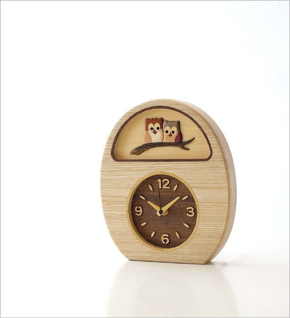 ウッドフクロウの掛け置き時計(1)