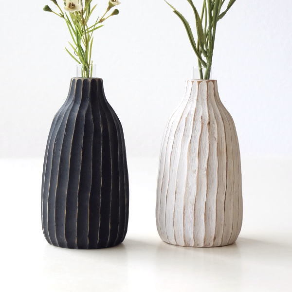 一輪挿し おしゃれ 花瓶 花びん フラワーベース 木製 チーク材 天然木