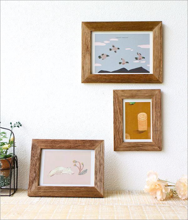 フォトフレーム 2L 写真立て 木製 チーク材 壁掛け 卓上 おしゃれ 縦