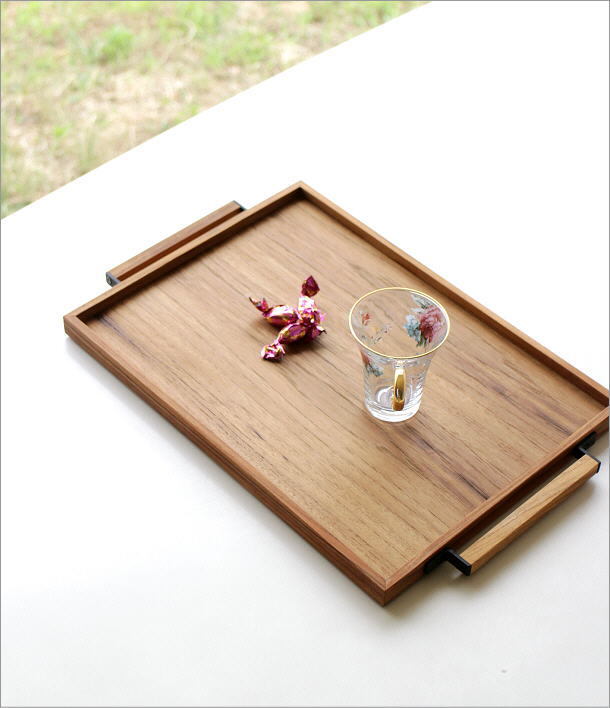 トレー トレイ 木製 おしゃれ お盆 チーク材 スタッキング 天然木