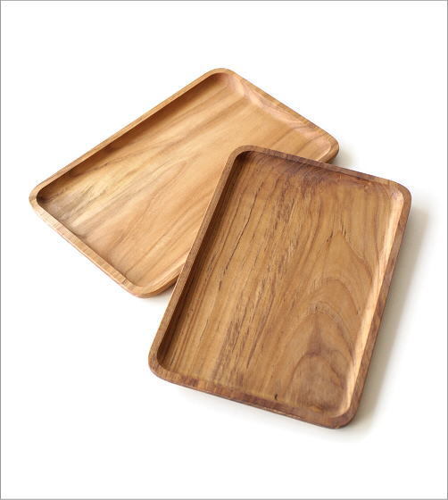 トレー トレイ 木製 おしゃれ お盆 チーク材 天然木 シンプル 木目