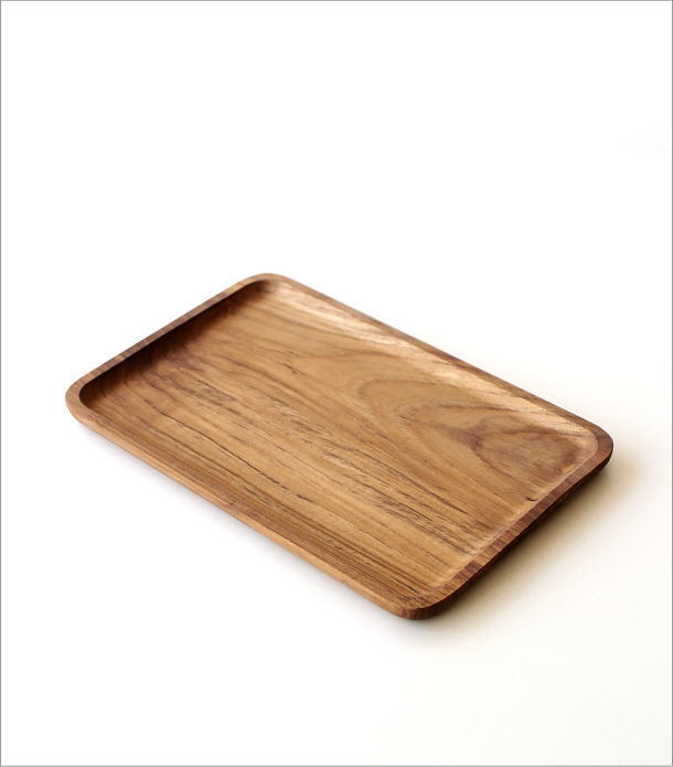 トレー トレイ 木製 おしゃれ お盆 チーク材 天然木 シンプル 木目