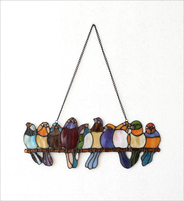 ステンドグラス 壁掛け インテリア 壁飾り 鳥 雑貨 かわいい
