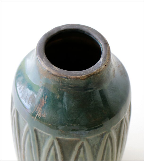 美品　陶器　焼物　当時物　花瓶　絵柄や模様が可愛い　フラワーベース　藍 フラワーベース 花瓶 【選べる特典付】 インテリア雑貨 おしゃれ