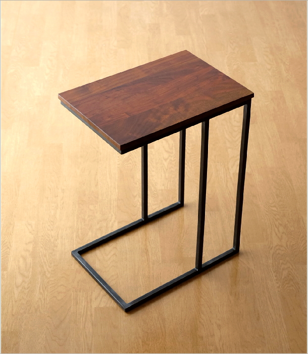 サイドテーブル 木製 アイアン コの字型 ソファサイドテーブルマガジン