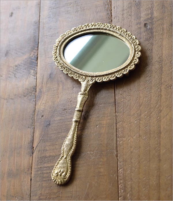 手鏡 ハンドミラー 真鍮 ブラス アンティーク ゴールド おしゃれ 高級