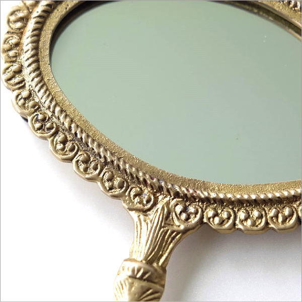 手鏡 ハンドミラー 真鍮 ブラス アンティーク ゴールド おしゃれ 高級