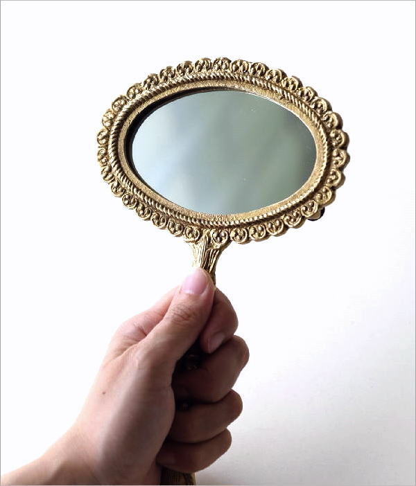 手鏡 ハンドミラー 真鍮 ブラス アンティーク ゴールド おしゃれ 高級