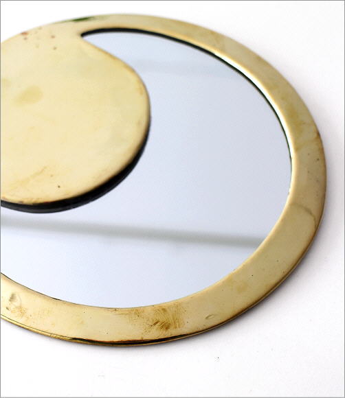 鏡 壁掛けミラー おしゃれ 真鍮 アンティーク レトロ ゴールド