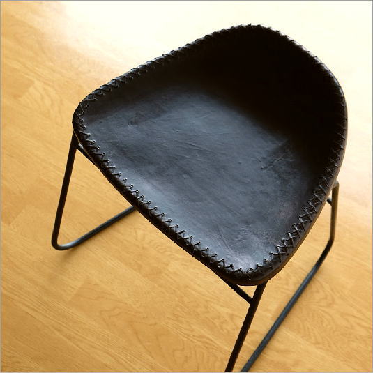 スツール レザー アンティーク おしゃれ 本革 革張り ロートアイアン